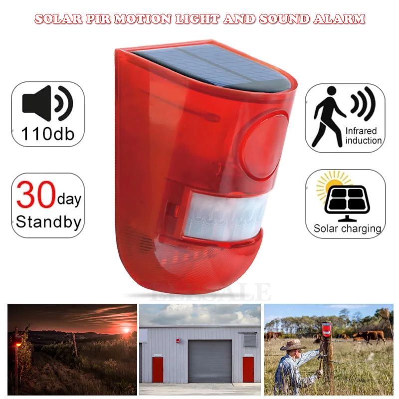 Home Security Deals - Waterdicht alarmlicht op zonne-energie Infrarood bewegingsdetectie