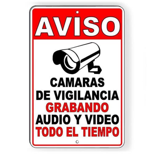 Home Yard Security - Vintage metalen blikken bord Spaanse beveiligingscamera