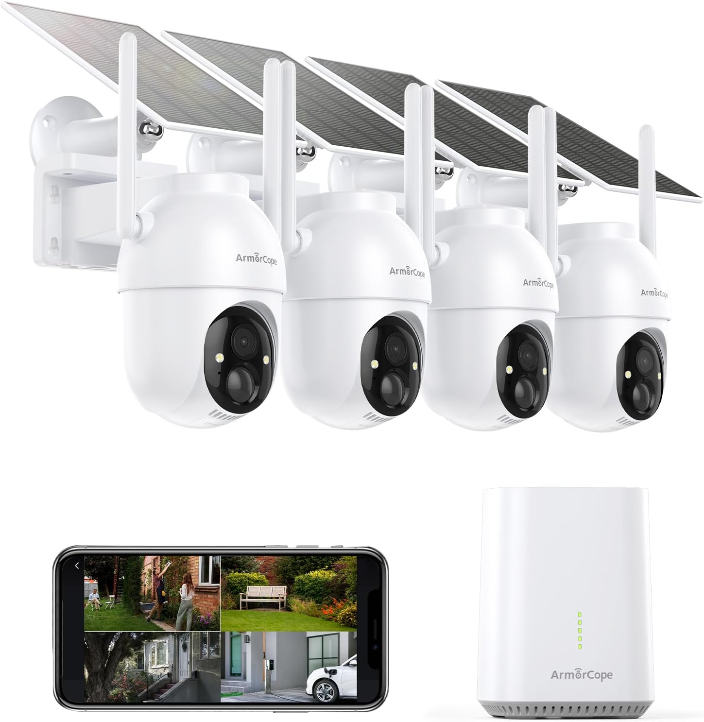Home Security Cameras No Subscription - Draadloze buitenbeveiligingscamera's, 4-camera set, geen abonnement
