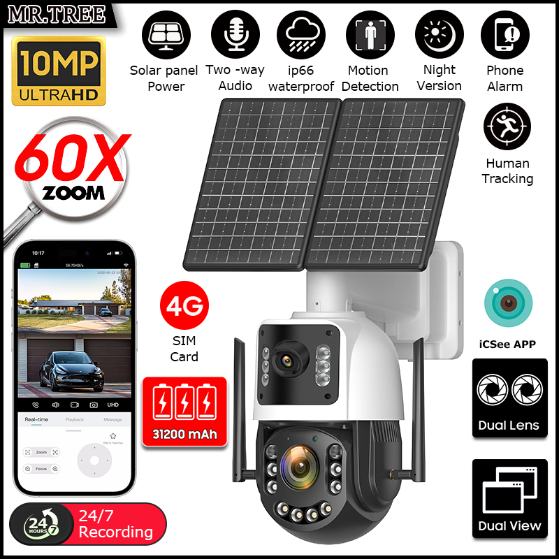 Home Security Battery - Metalen AOV Solar Beveiligingscamera 4K 4G