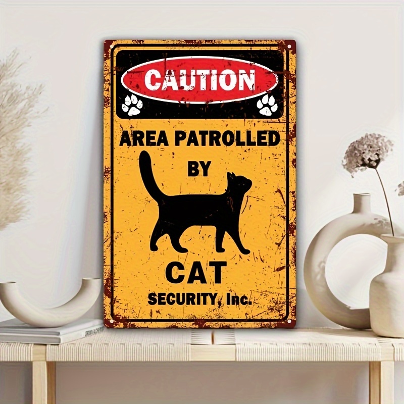Home Yard Security - Vintage waarschuwingsbord bewaakt door Cat Security