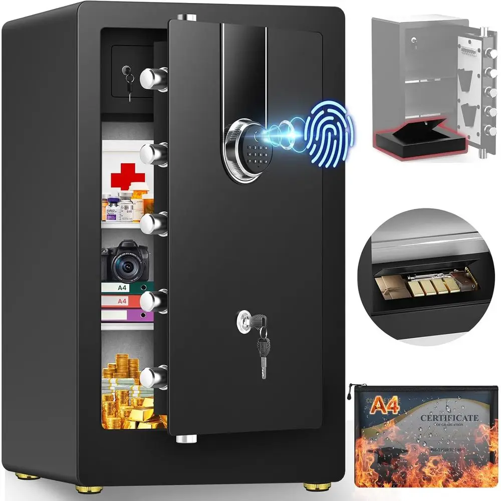 Safe Box Digital - Robuuste biometrische kluis, waterdichte huisbeveiliging, grote