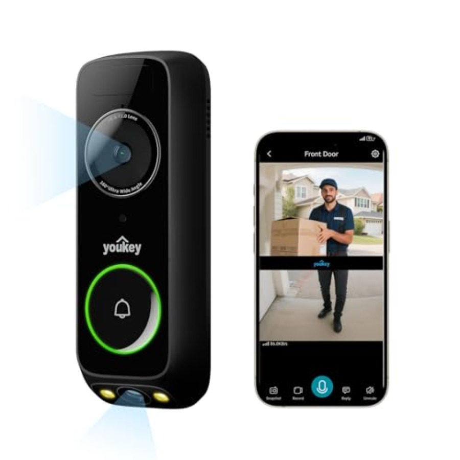 Home Security Cameras No Subscription - Draadloze deurbelcamera voor thuisbeveiliging, 2K dual-cam,