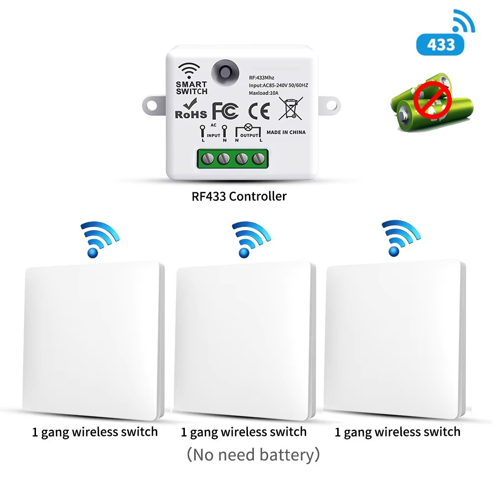Home Security Battery - RF433 Zelfvoorzienende Draadloze Lichtschakelaar, Kinetische Energie