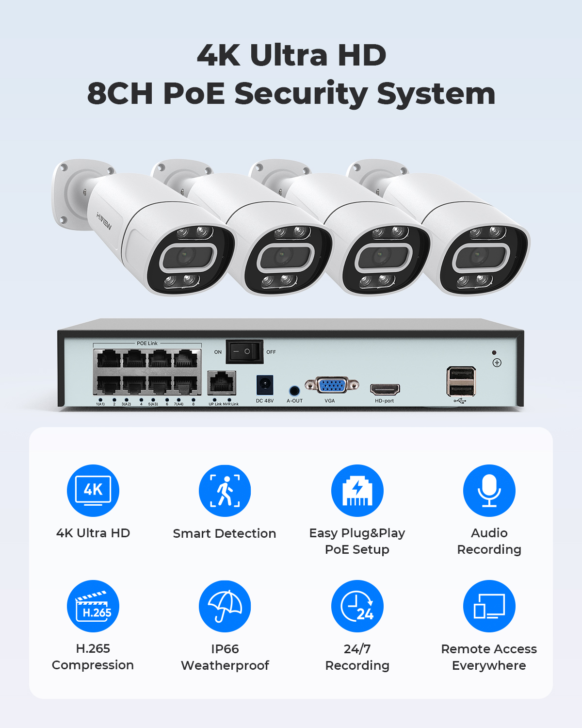 H.View 4K 5Mp 8Mp PoE CCTV bev - Home Security Business recensie en prijs