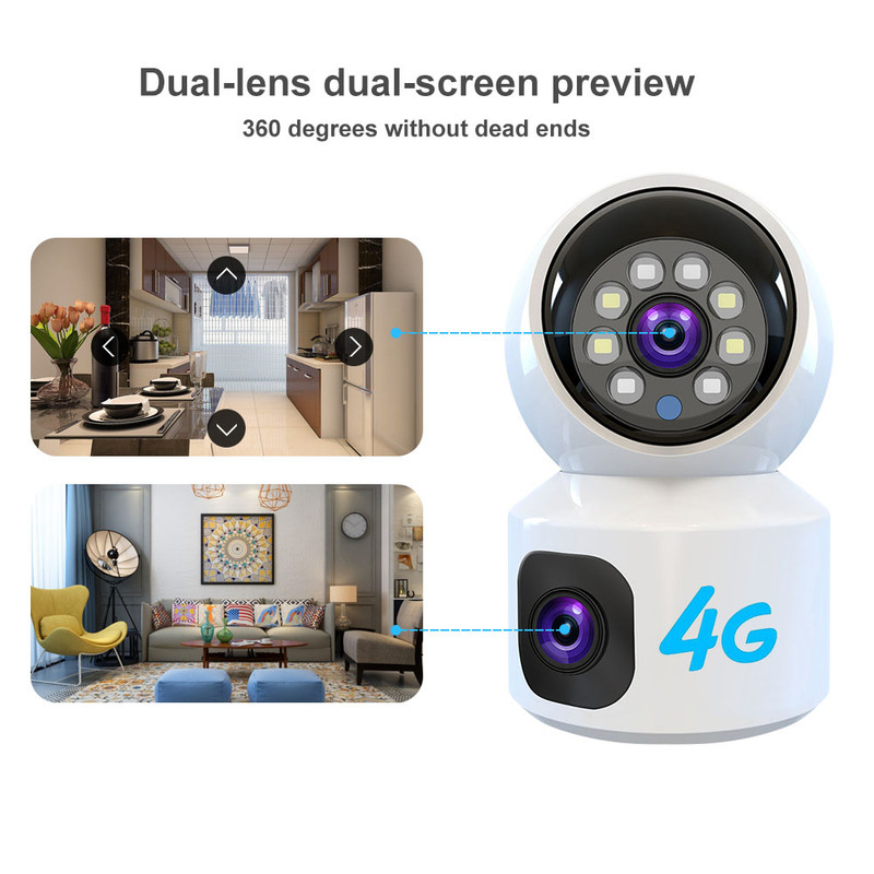 Dubbele lens 6MP HD WiFi 4G PT - Home Security Robots recensie en prijs