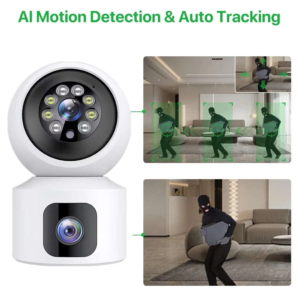 Dubbele lens 6MP HD WiFi 4G PT - Home Security Robots recensie en prijs